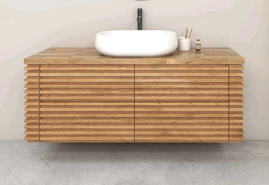 ארון אמבט עץ אלון דגם הינול גודל 80 (2 מגירות)