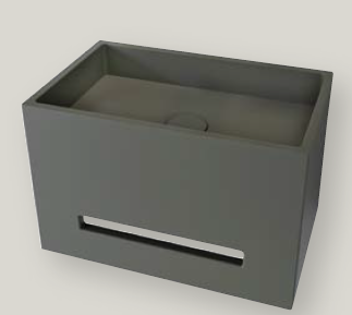 כיור בטון תלוי מלבני 40X25X30 ס״מ במגוון צבעים