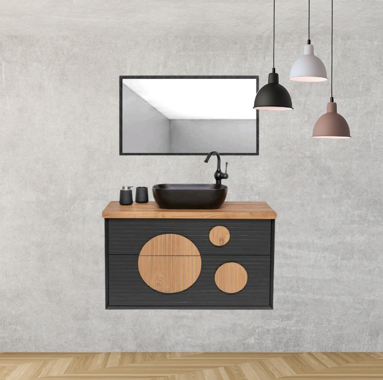 ארון אמבט עץ תלוי דגם גל 80