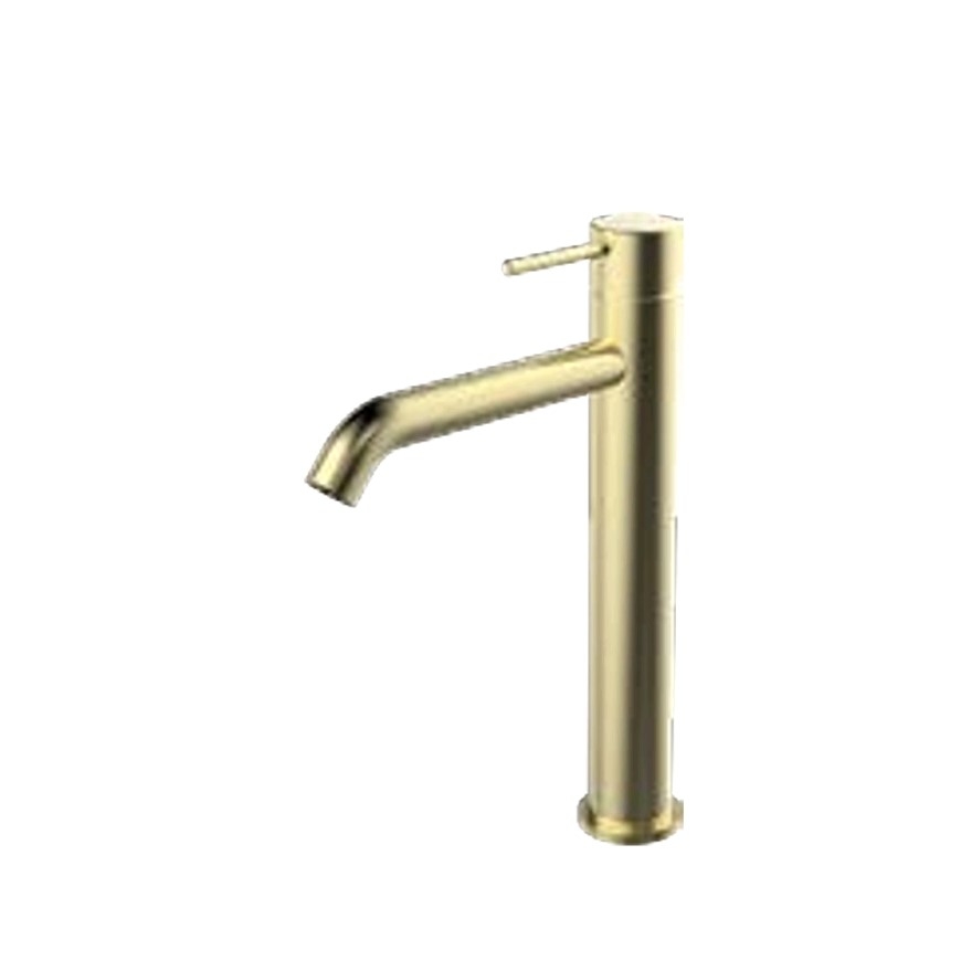 ברז פרח גבוה  לכיור מונח בגימור זהב מט