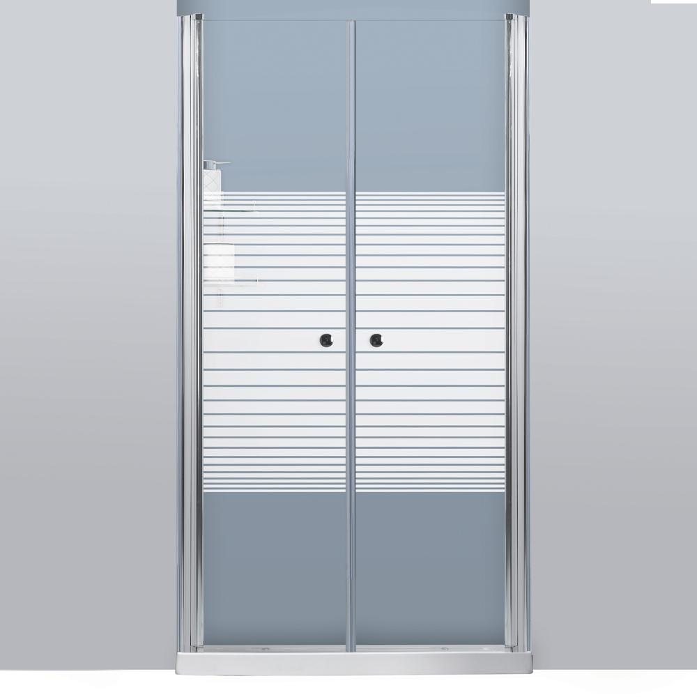 מקלחון חזית פאלס 70-100 ניקל ,חזית שתי דלתות על ציר גימור פסים