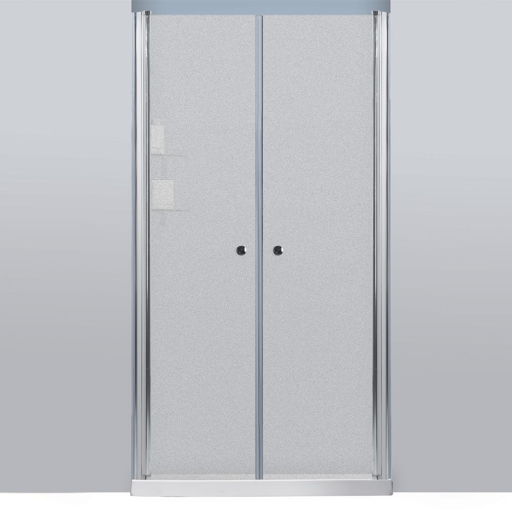 מקלחון חזית פאלס 100-140 ניקל ,חזית שתי דלתות על ציר גימור שקוף